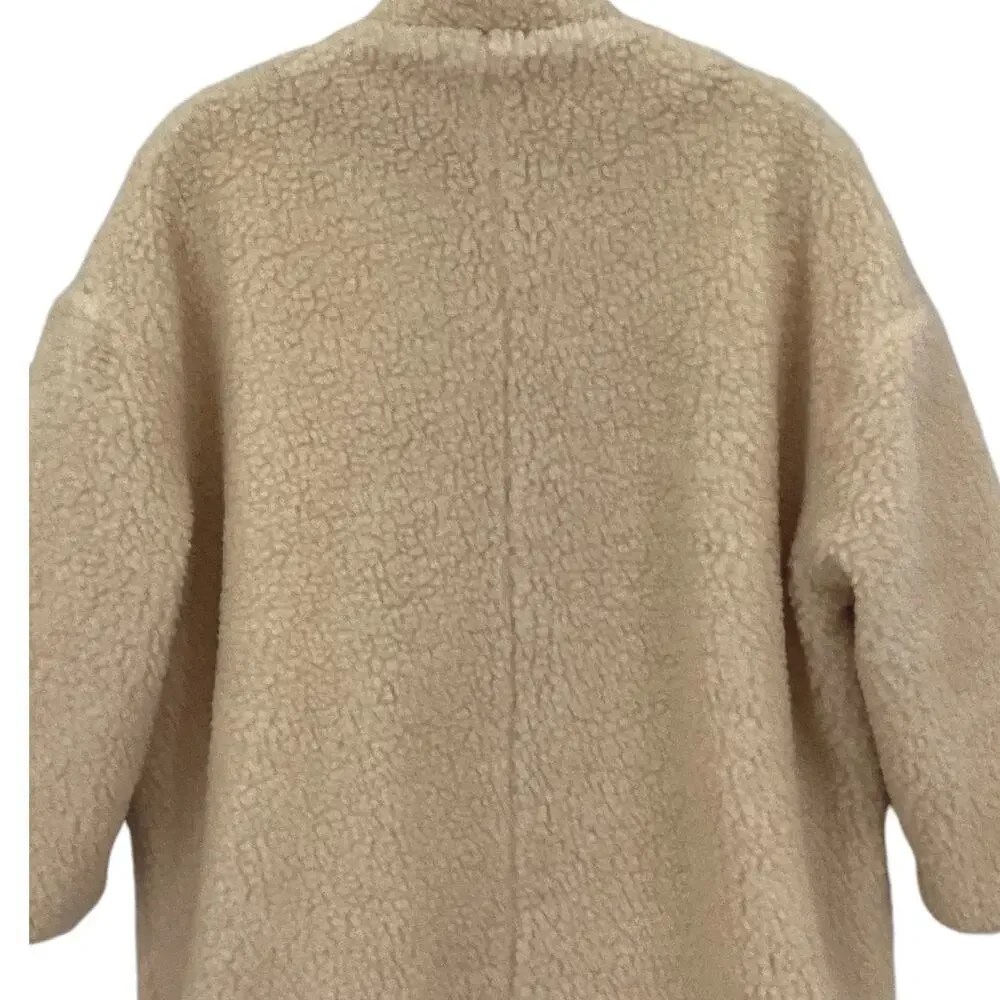 Emerson Fry Teddy Bear Coat In Ivory Size Large Oversized Fit - Picture 12 of 14